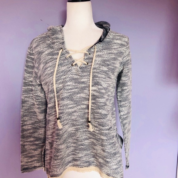 American rag heather grey lace up hoodie - Picture 4 of 5